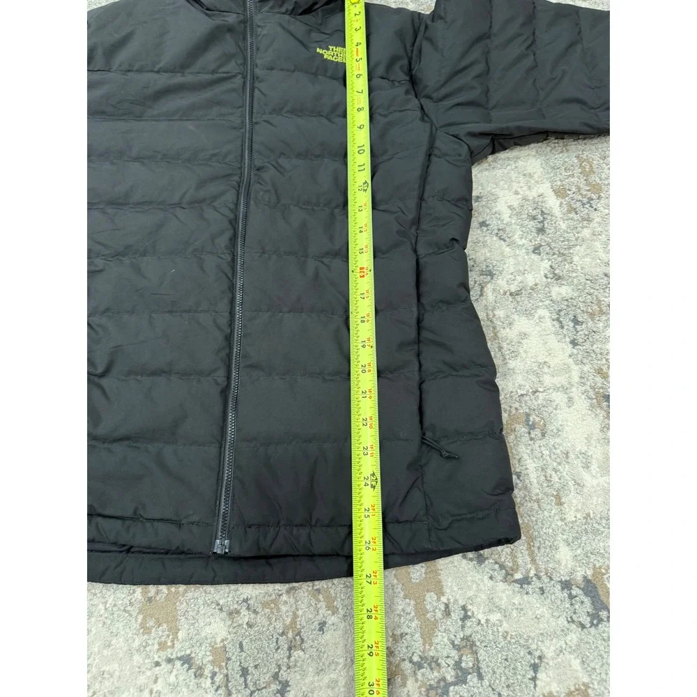 The North Face Mens 550 Down Puffer Jacket Black Lime Green Small Mock Neck Zip
